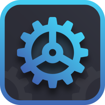 Blue app icon with gear wheel