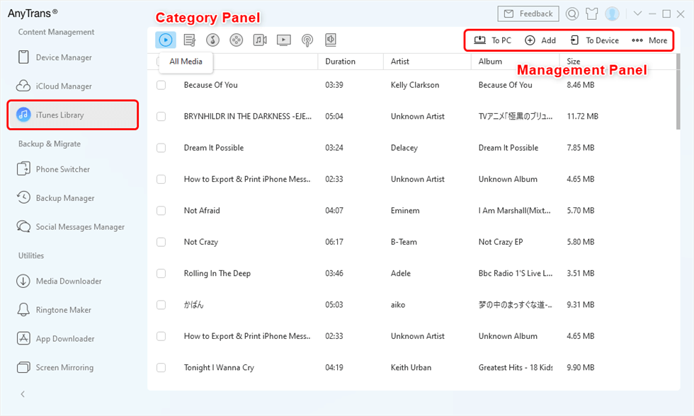 Manage iTunes Library with AnyTrans