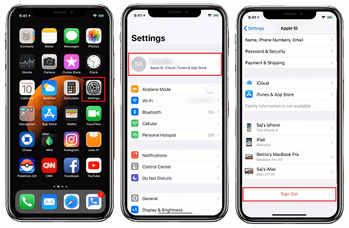 Signing out the Apple ID